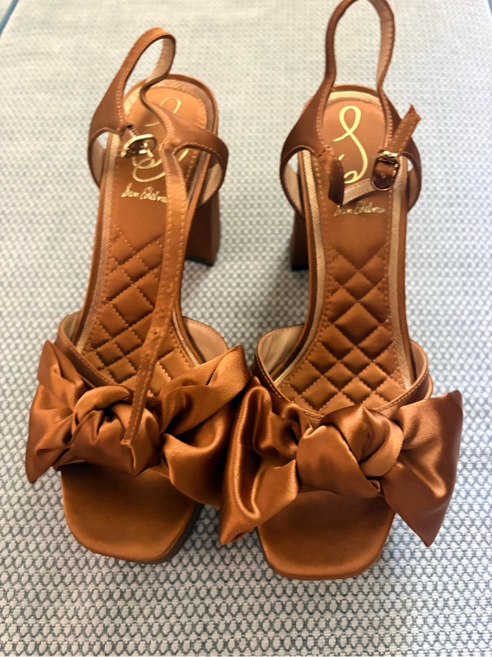 Sam Edelman Copper Satin Bow Slingback Heels